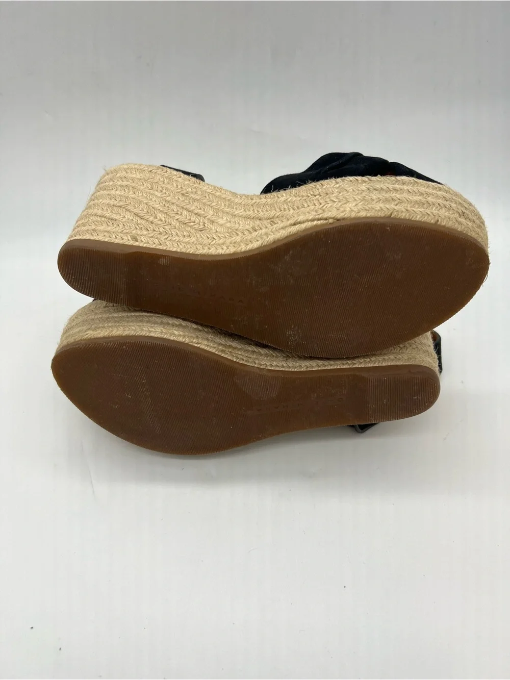 Chie Mihara Black Suede Espadrille Wedge Sandals
